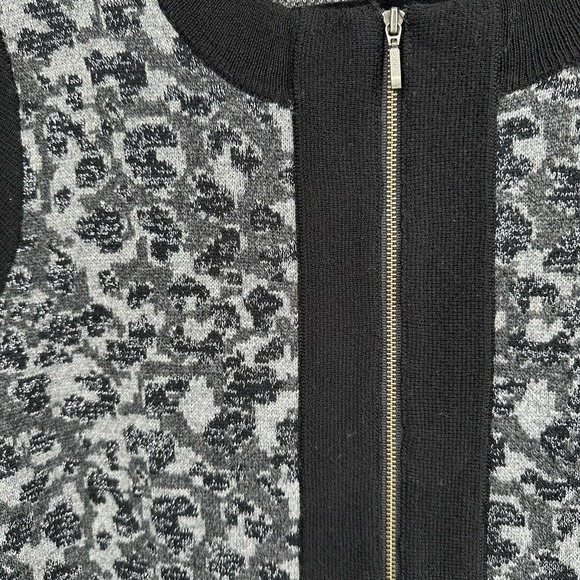 Pendleton Black Gray Metallic Zipped Cardigan Large Petite - Picture 4 of 8